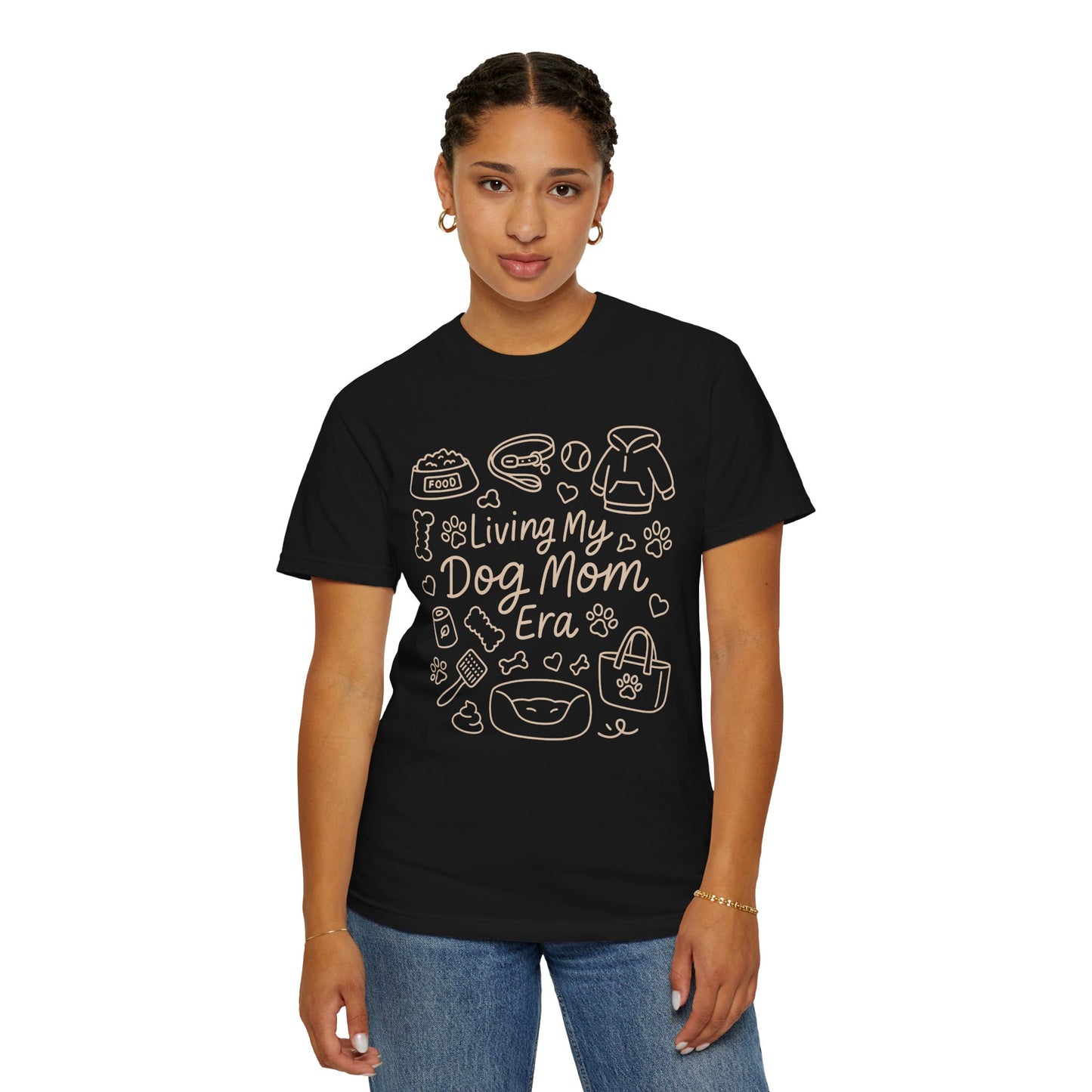 Living my dog mom era Unisex Garment-Dyed T-Shirt - Casual Vintage Style for Everyday Wear