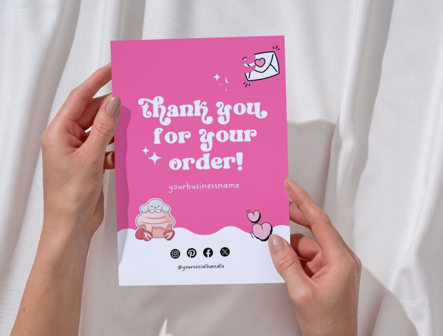 Small Business Printable Kit Canva Templates – Thank You Card, Loyalty Card, Gift Certificate, QR Code Payment Homebaked Bakery Pink Cafe Theme