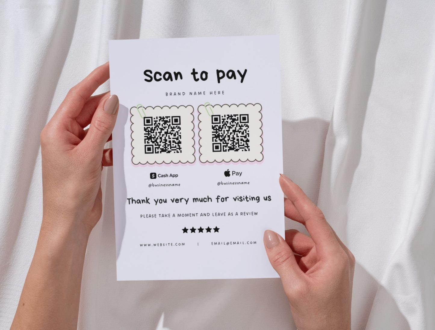 Small Business Printable Kit Canva Templates – Thank You Card, Loyalty Card, Gift Certificate, QR Code Payment Mochie Theme