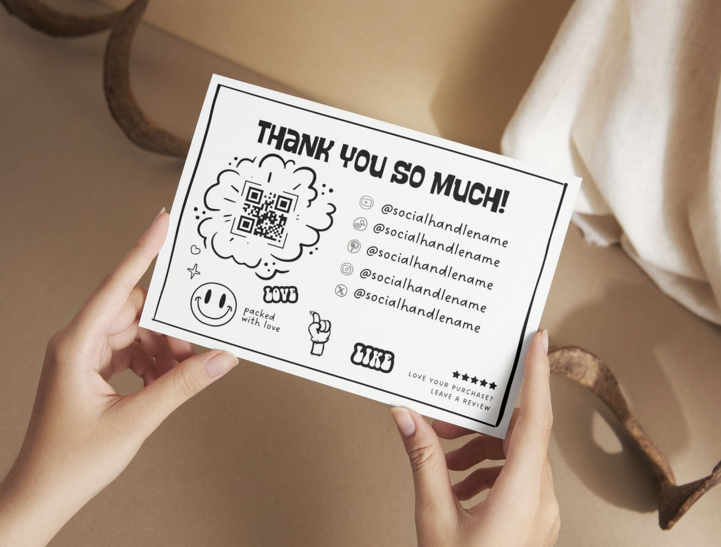 Small Business Printable Canva Templates – Thank You & Loyalty Card, Gift Certificate, QR Code Payment comiko Theme