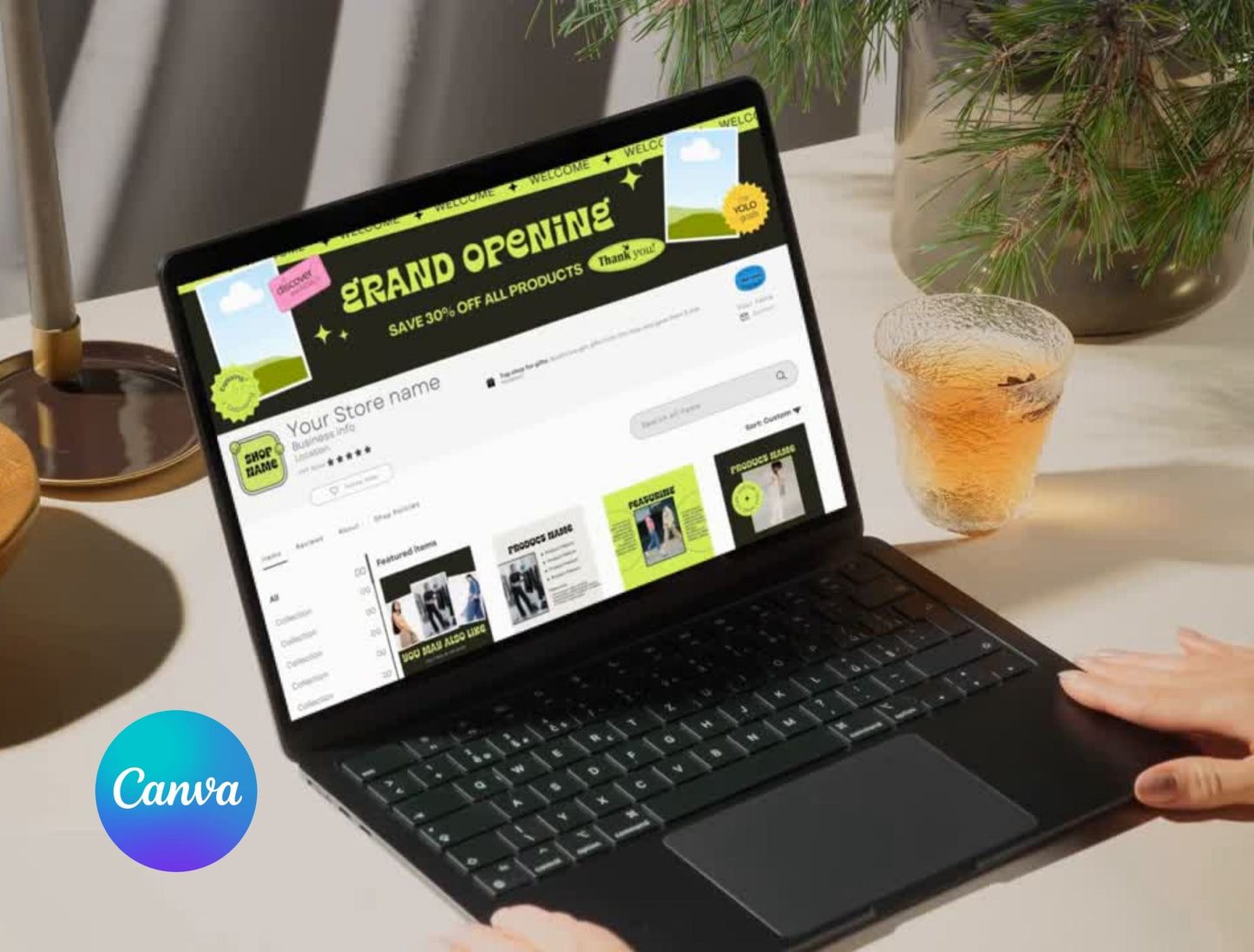 Etsy Shop Kit Starry Bundle, Editable Canva Templates, Product Listing Photos Mockup, Etsy Seller Store Branding