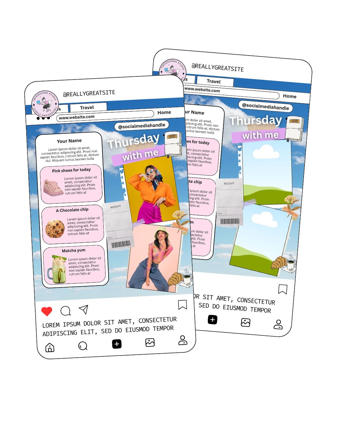 Daily Life Screen Social Media Instagram Reels Post Editable Canva Template