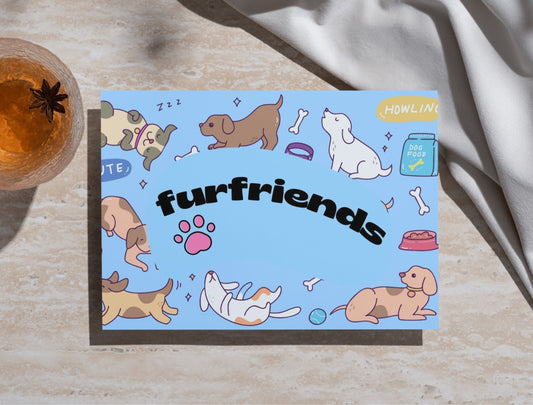 Pet Business Printable Canva Templates – Thank You & Loyalty Card, Door Hanger QR Code Fur Friends Light Blue Theme