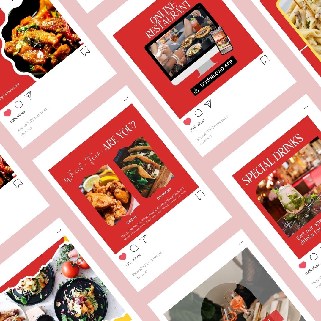50 Food Service Red Theme Instagram Posts