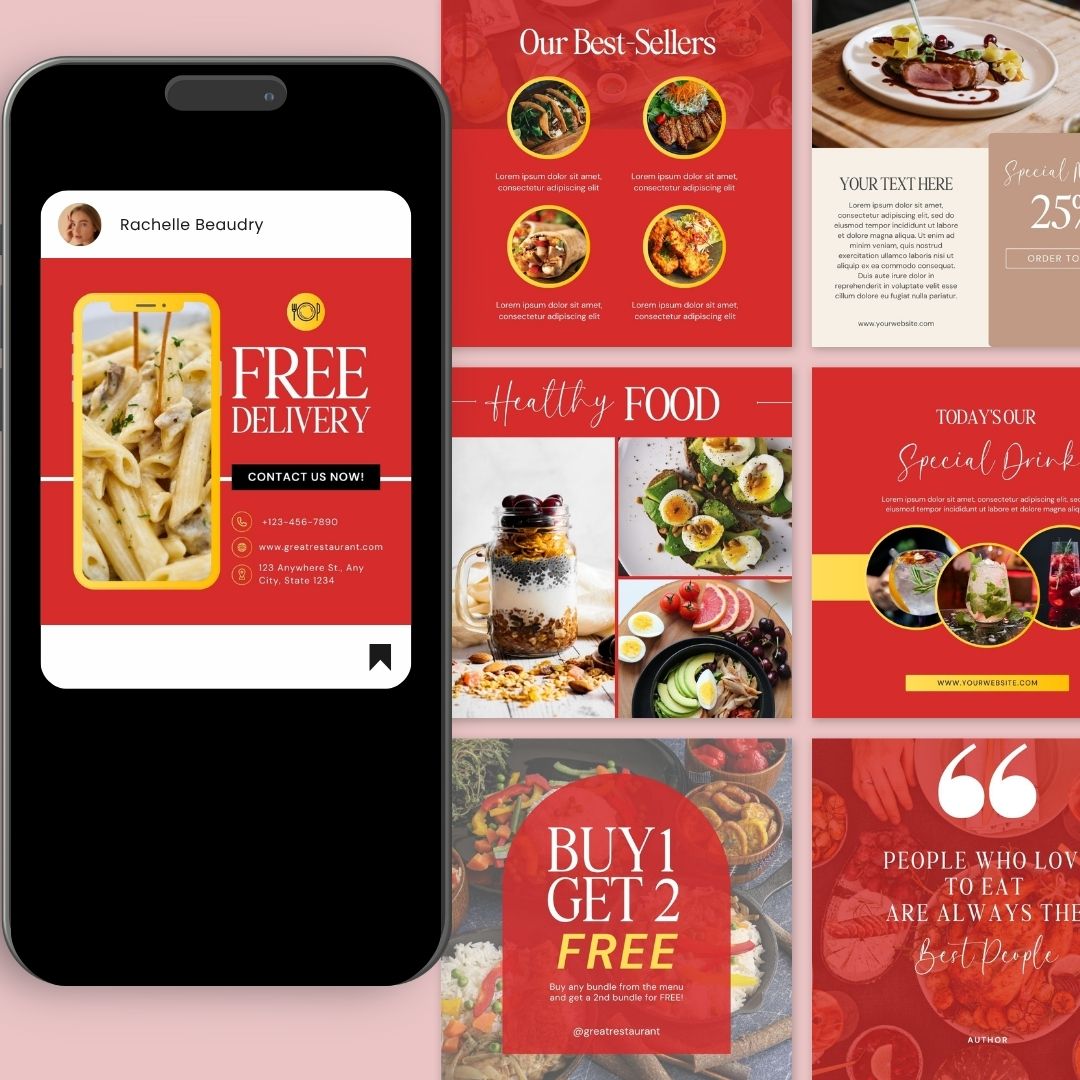 50 Food Service Red Theme Instagram Posts