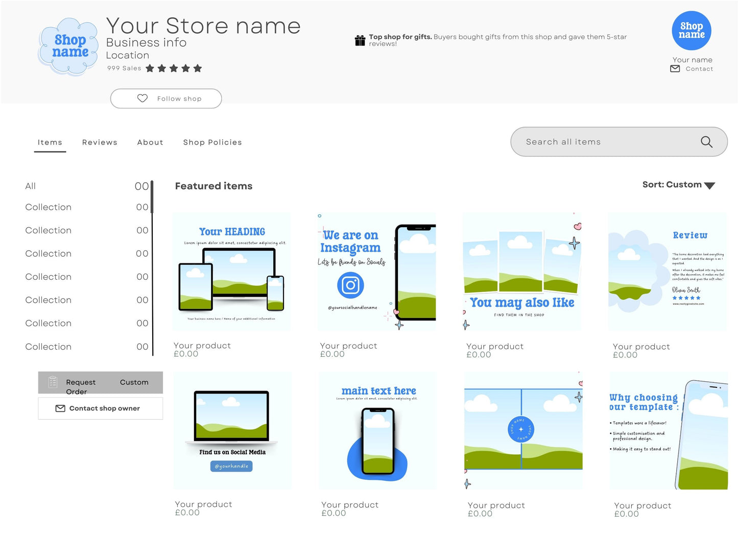Etsy Shop Kit Luckygrin Bundle, Editable Canva Templates, Product Listing Photos Mockup, Etsy Seller Store Branding