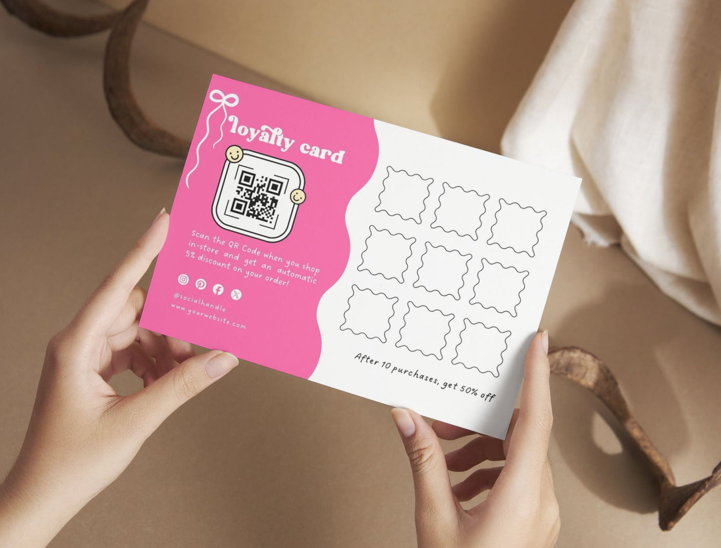 Small Business Printable Kit Canva Templates – Thank You Card, Loyalty Card, Gift Certificate, QR Code Payment Homebaked Bakery Pink Cafe Theme