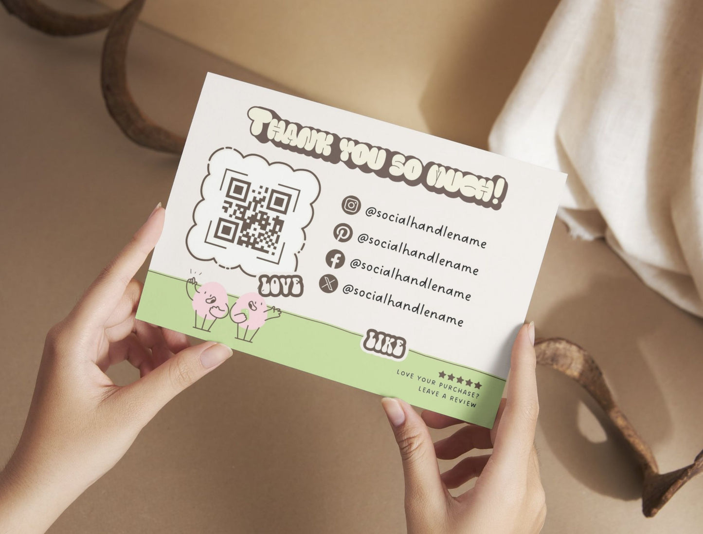 Small Business Printable Kit Canva Templates – Thank You Card, Loyalty Card, Gift Certificate, QR Code Payment Mochie Theme