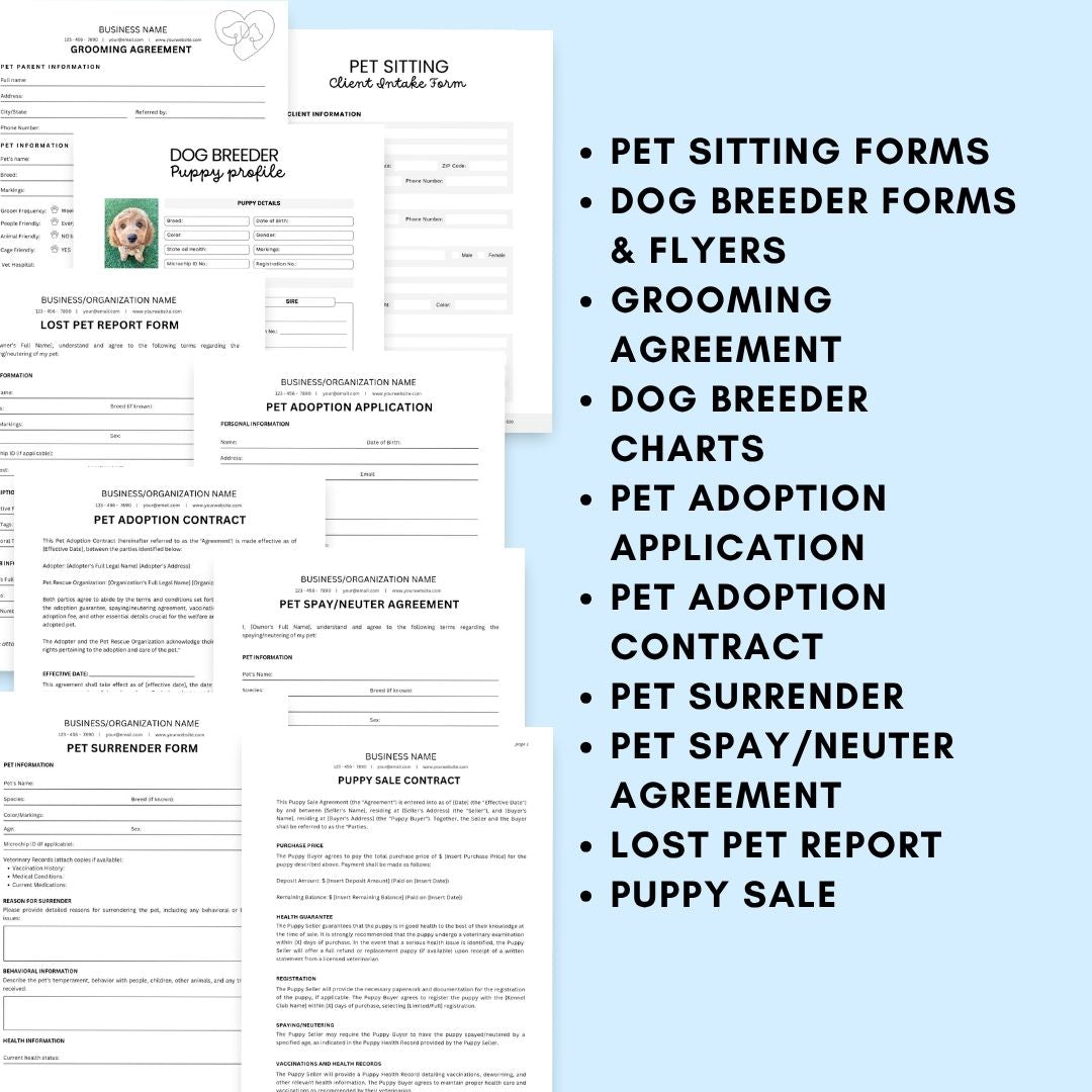 Branding Kit fur friends Pet Business Editable Canva Templates Business Cards Marketing Posts Light Blue Theme