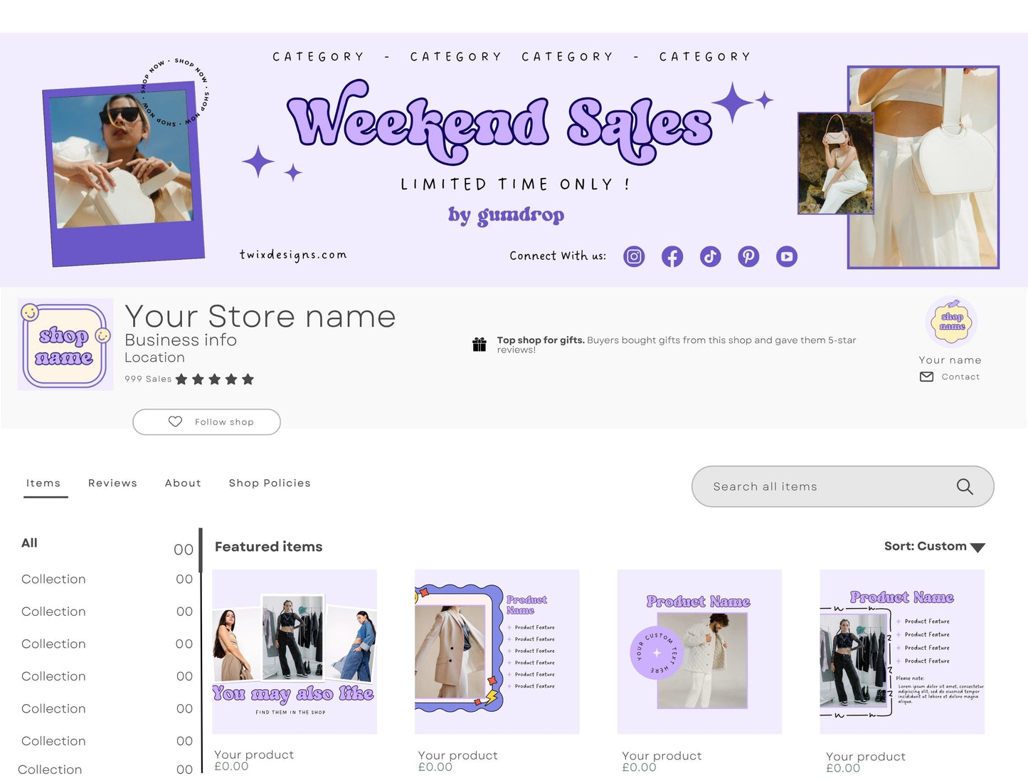 Etsy Shop Kit Gumdrop Bundle, Editable Canva Templates, Product Listing Photos Mockup, Etsy Seller Store Branding