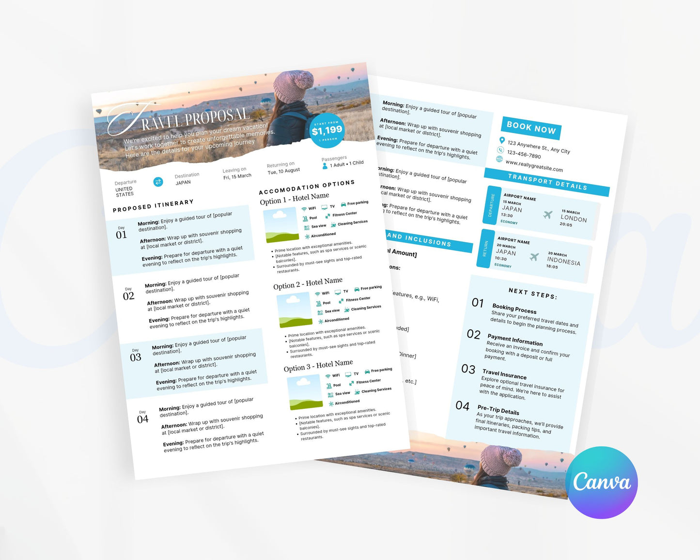 Travel Proposal Template, Travel Proposal Flyer, Editable Canva Templates 02