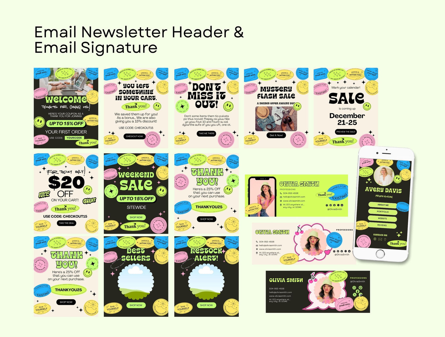 Branding Kit Starry Canva Templates Product Fashion Coach Etsy Kit Black Green Theme