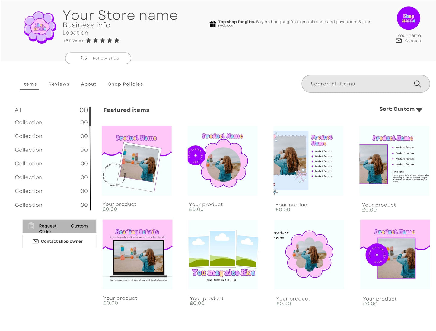 Etsy Shop Kit Puffy Bundle, Editable Canva Templates, Product Listing Photos Mockup, Etsy Seller Store Branding