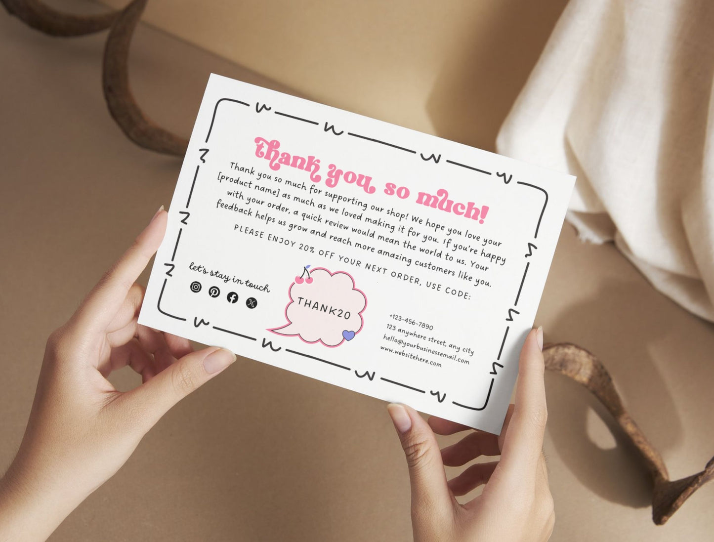 Small Business Printable Kit Canva Templates – Thank You Card, Loyalty Card, Gift Certificate, QR Code Payment Hole Lotta Love Bakery Pink Cafe Theme