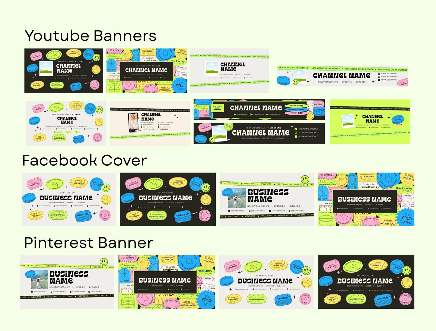 Branding Kit Starry Canva Templates Product Fashion Coach Etsy Kit Black Green Theme