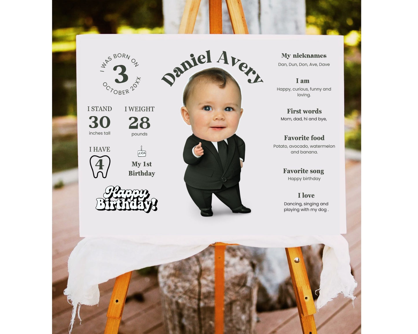 Personalized Baby Milestone Welcome Sign, Perfect for Baby Shower & Birthday,  Made-to-order download