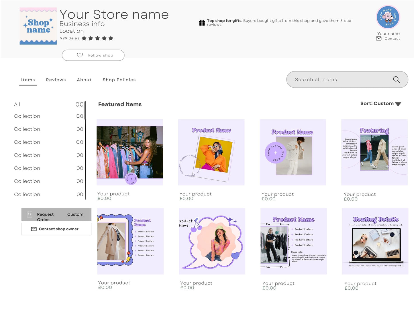 Etsy Shop Kit Gumdrop Bundle, Editable Canva Templates, Product Listing Photos Mockup, Etsy Seller Store Branding