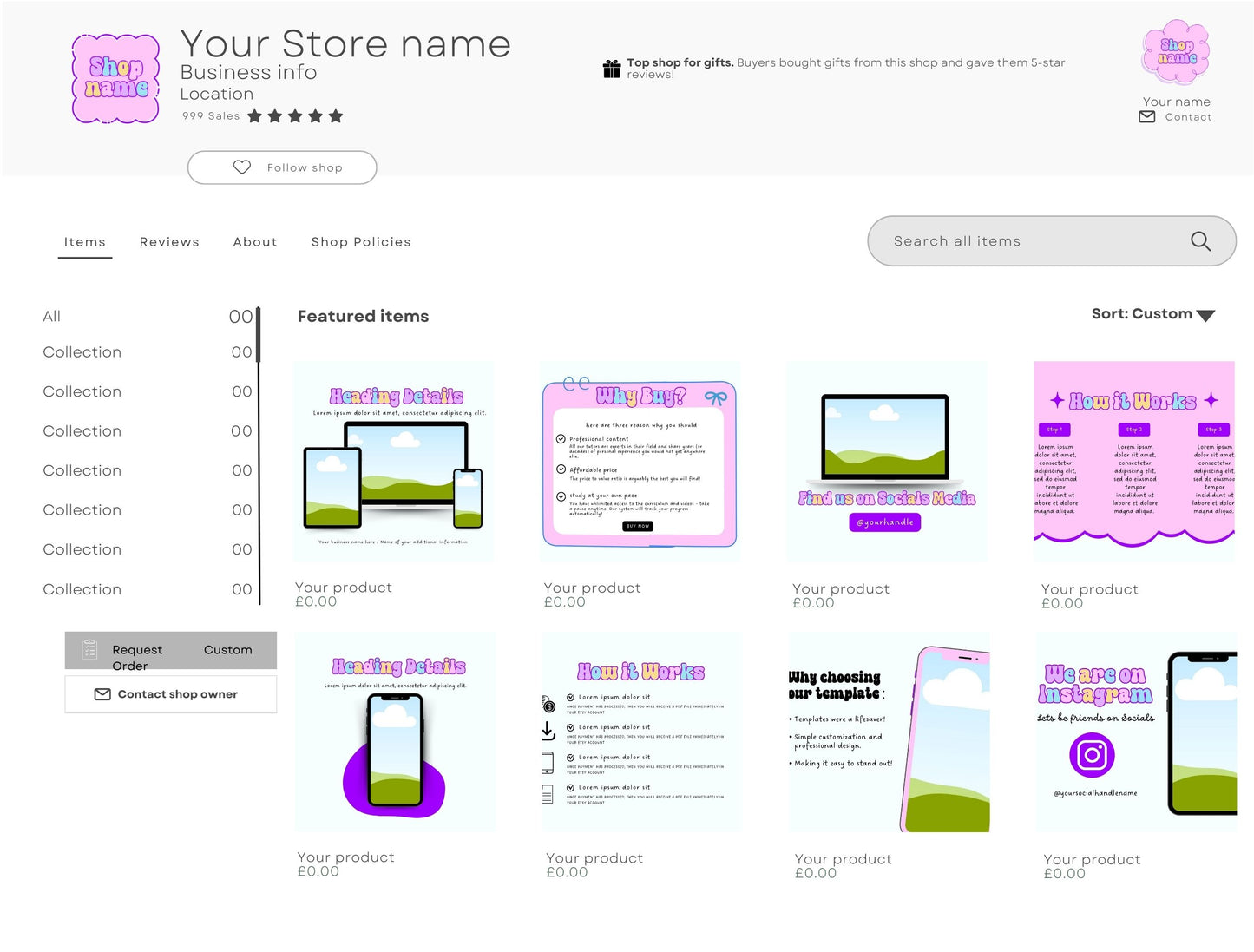 Etsy Shop Kit Puffy Bundle, Editable Canva Templates, Product Listing Photos Mockup, Etsy Seller Store Branding