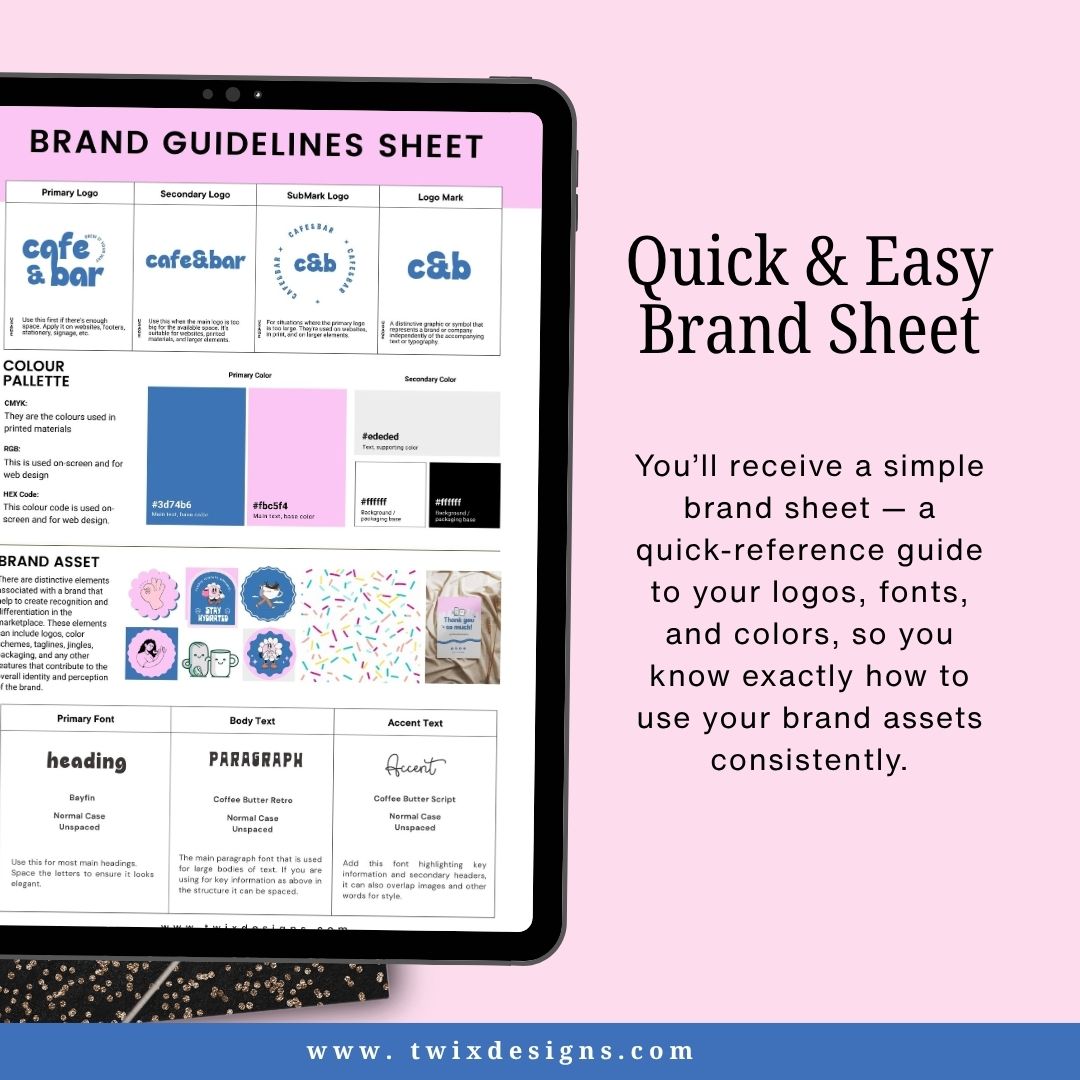 Branding Kit Cafebar Editable Canva Templates Business Cards Marketing Posts Blue Pink Theme