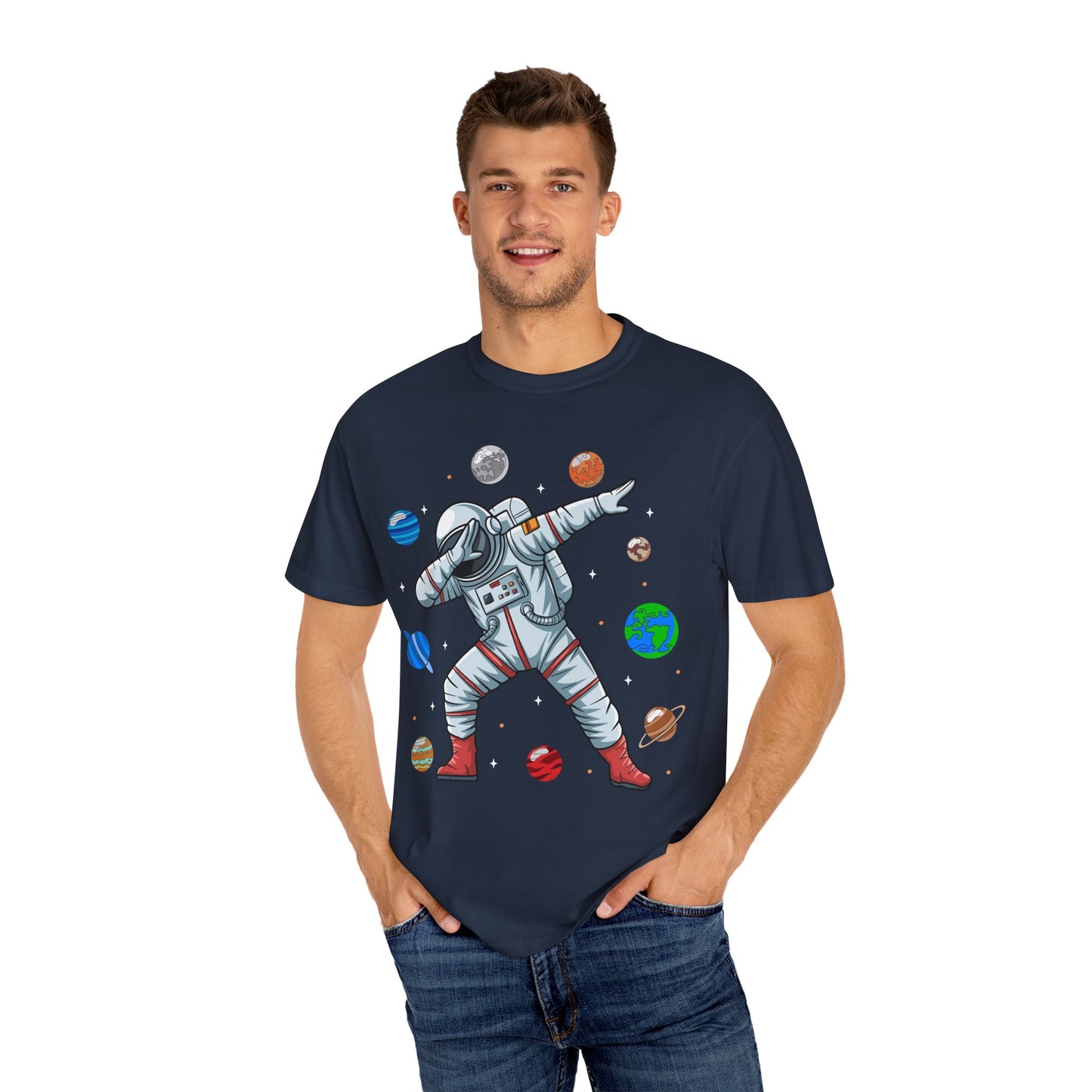 Dabbing Astronaut Unisex Garment-Dyed T-Shirt - Casual Vintage Style for Everyday Wear