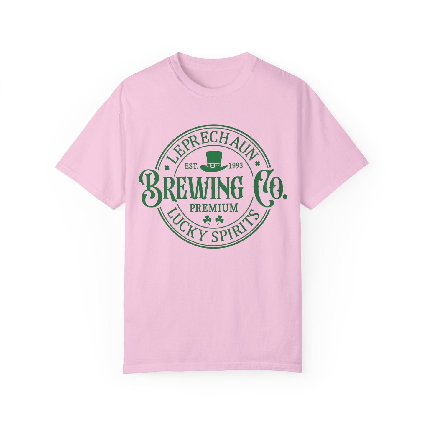 Leprechaun Brewing Co Lucky Spirits Unisex Garment-Dyed T-Shirt - Casual Vintage Style for Everyday Wear