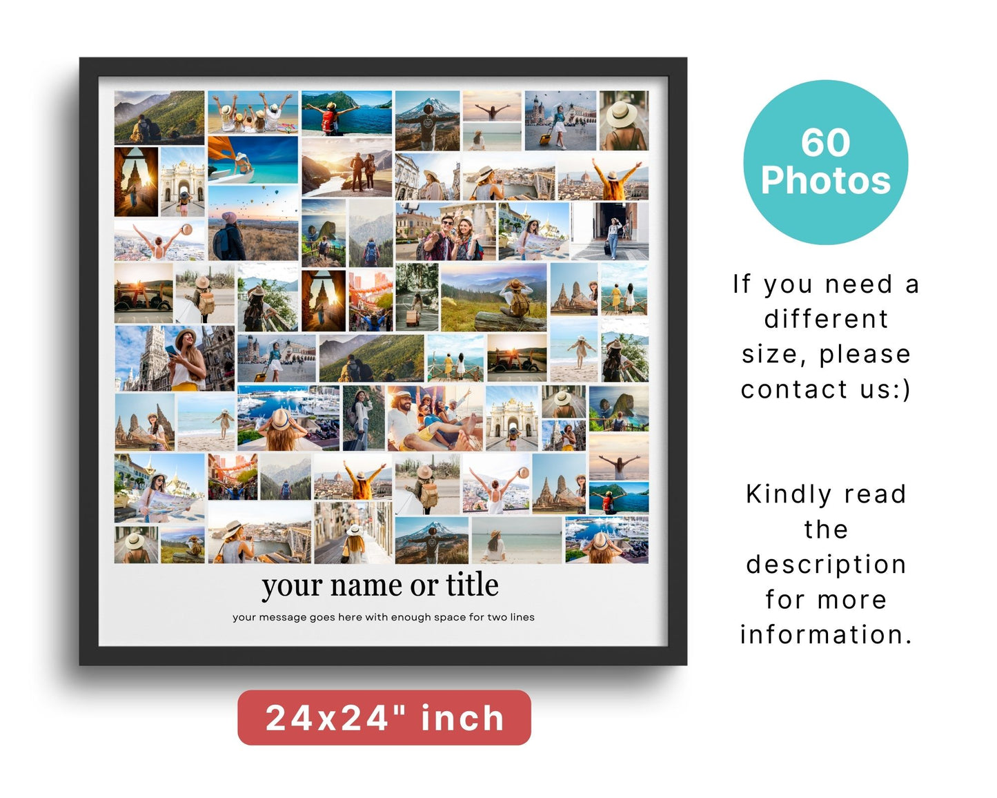 EDITABLE 60 Photo Collage, Square Welcome Sign, Poster Sign, Canva, DIGITAL