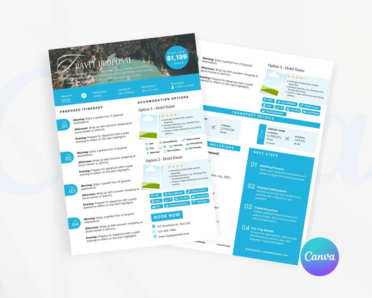 Travel Proposal Template, Travel Proposal Flyer, Editable Canva Templates 03