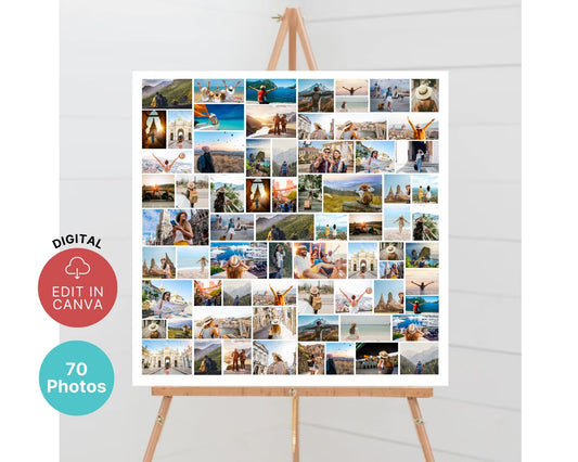 EDITABLE 70 Photo Collage, Square Welcome Sign, Poster Sign, Canva, DIGITAL