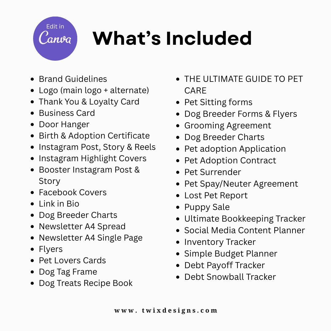 Branding Kit Snuggletails Pet Business Editable Canva Templates Business Cards Marketing Posts Blue Orange Theme