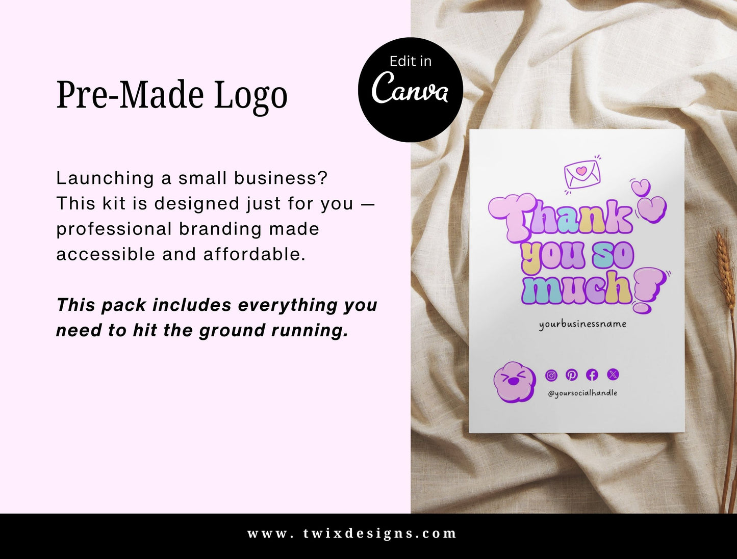Branding Kit Puffy Canva Templates Product Fashion Coach Etsy Kit Blue Purple Theme