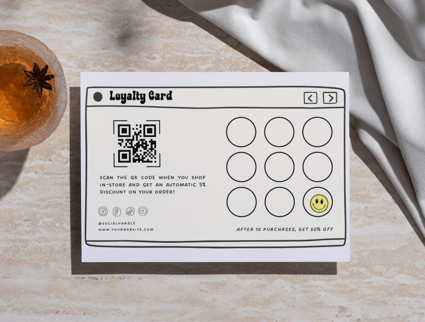 Small Business Printable Kit Canva Templates – Thank You Card, Loyalty Card, Gift Certificate, QR Code Payment Retroframe Theme