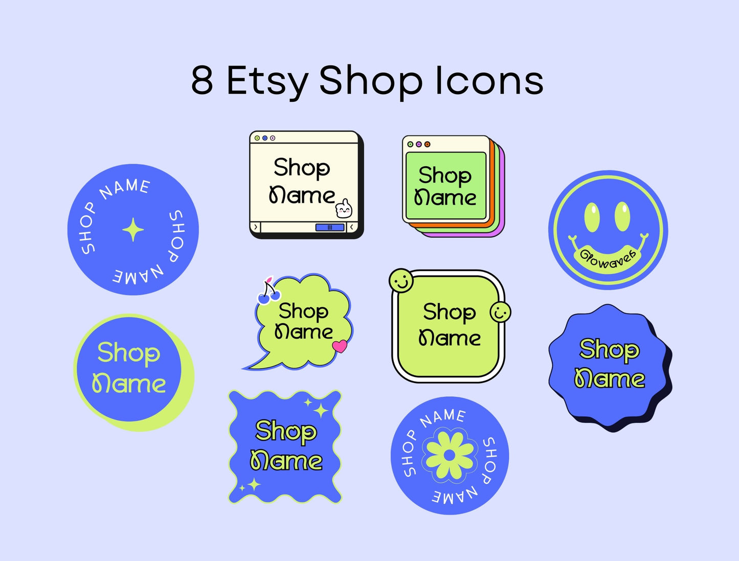 Etsy Shop Kit Glowaves Bundle, Editable Canva Templates, Product Listing Photos Mockup, Etsy Seller Store Branding