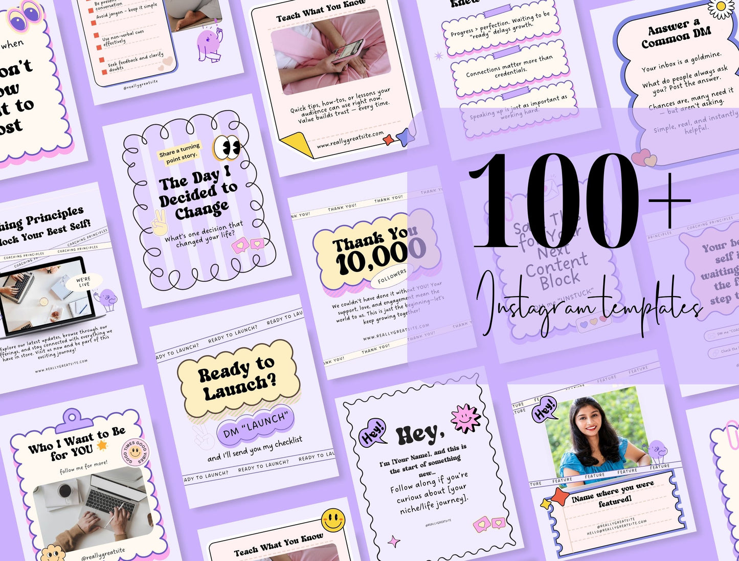 Branding Kit Cute Gumdrop Canva Templates Product Fashion Coach Etsy Kit Purple Theme