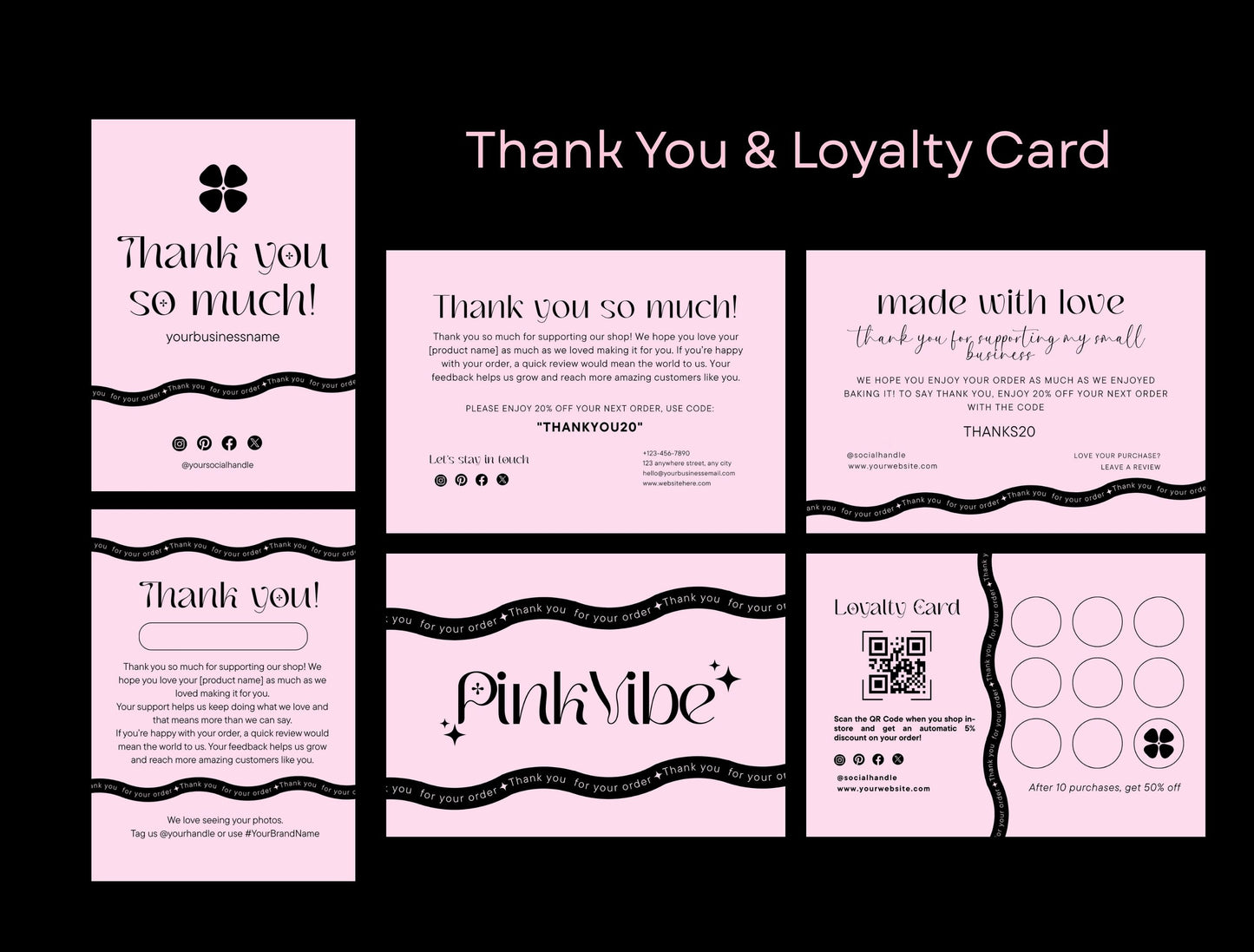 Etsy Shop Kit Pinkvibe Bundle, Editable Canva Templates, Product Listing Photos Mockup, Etsy Seller Retro Drawn Store Branding