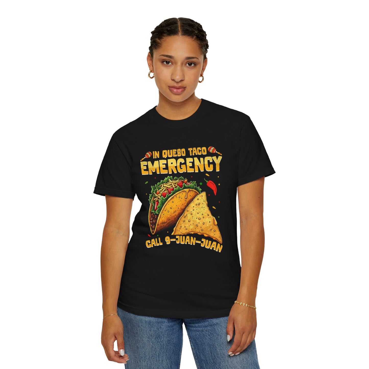 In quebo taco emergency call 9 juan juan Unisex Garment-Dyed T-Shirt - Casual Vintage Style for Everyday Wear