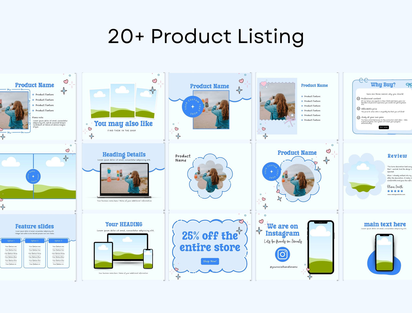 Etsy Shop Kit Luckygrin Bundle, Editable Canva Templates, Product Listing Photos Mockup, Etsy Seller Store Branding