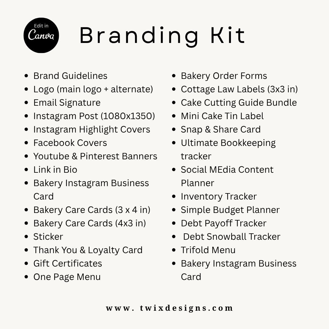 Branding Kit Pink Homemade Editable Canva Templates Business Cards Marketing Posts Sweet Pink Bakery Theme