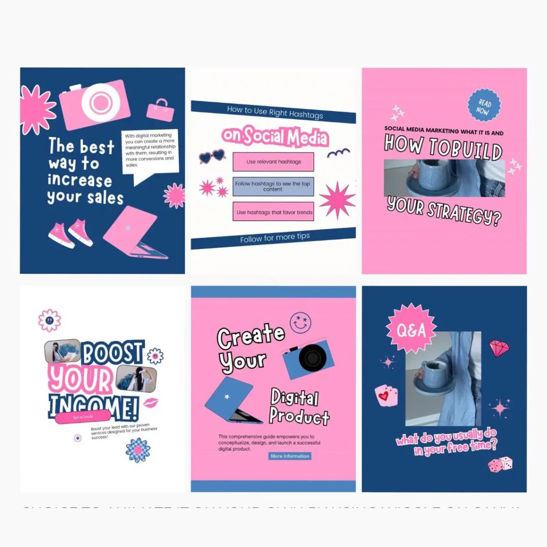 Blue Pink Instagram Posts Using This Brand Style Theme