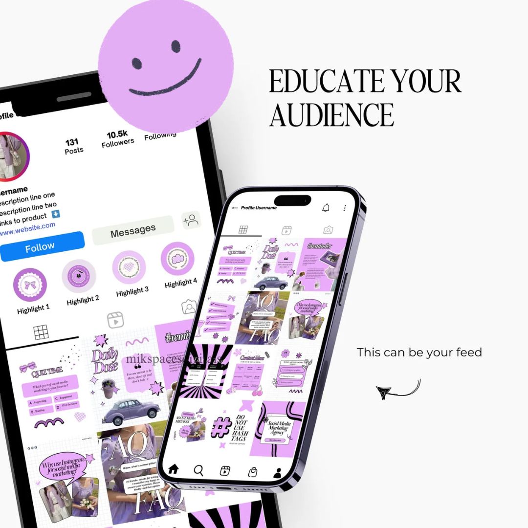 Purple Instagram Posts Using This Brand Style Theme