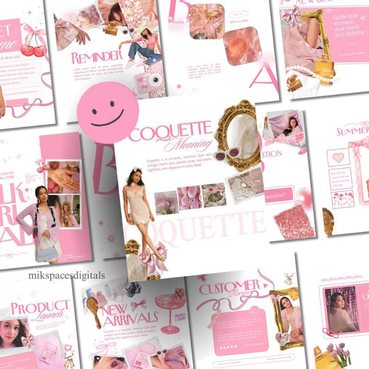 Pink Coquette Carousel Instagram Posts for Your Business Using This Brand Style Theme