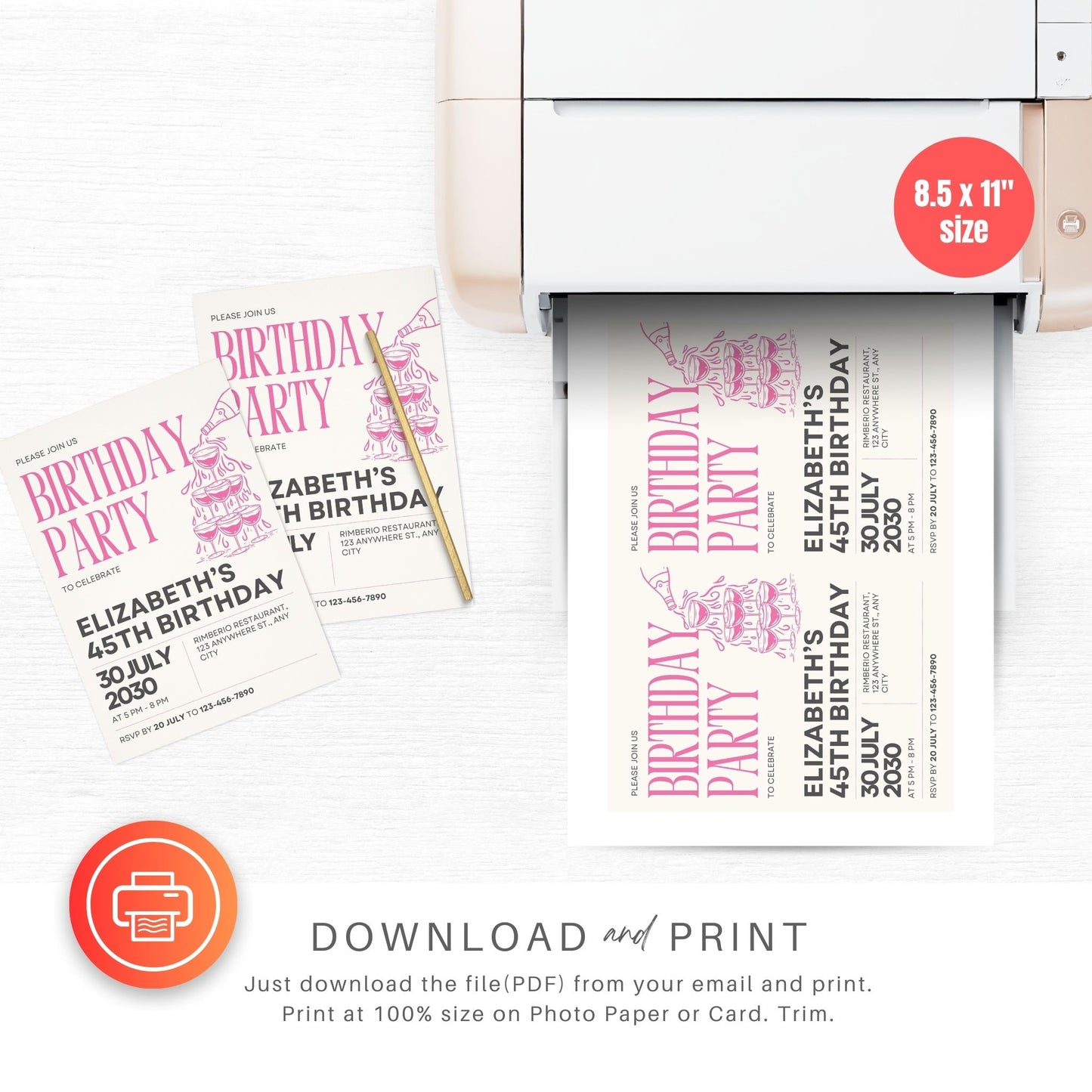 Wine Birthday Party Invitation