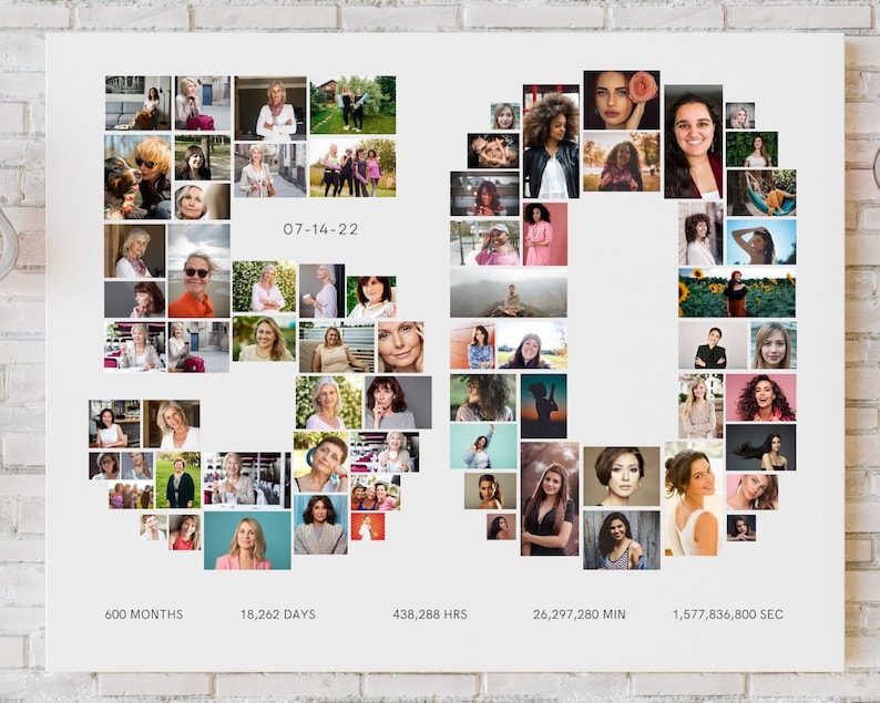 Personalized 1-100 Number Photo Collage, Perfect for Any Occasions,  Made-to-order download
