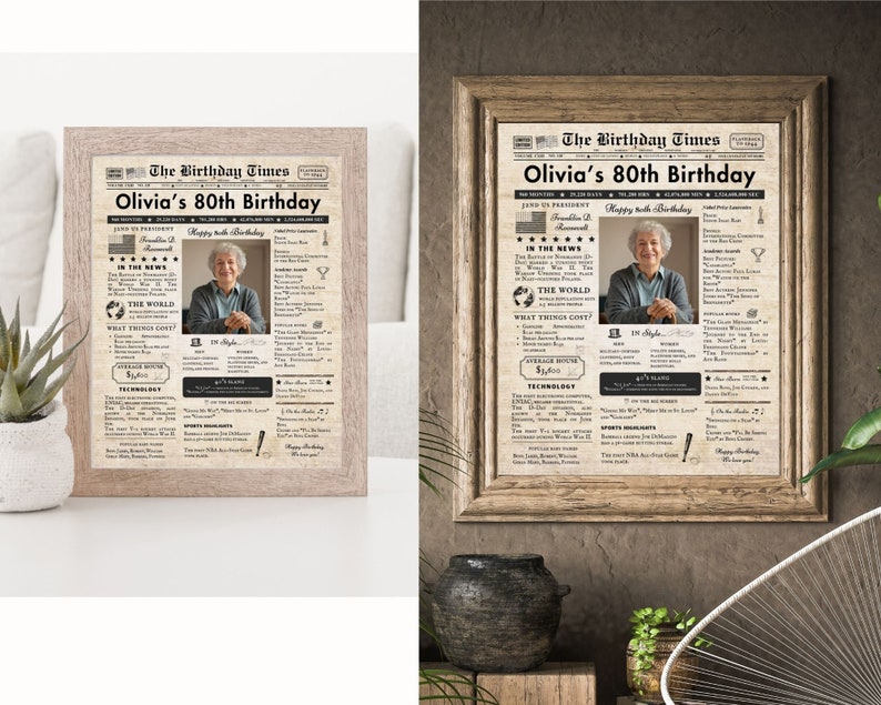 72nd Birthday Vintage Brown Newspaper, EDITABLE Birthday Posters, Printable Newspaper Birthday Gifts, Canva