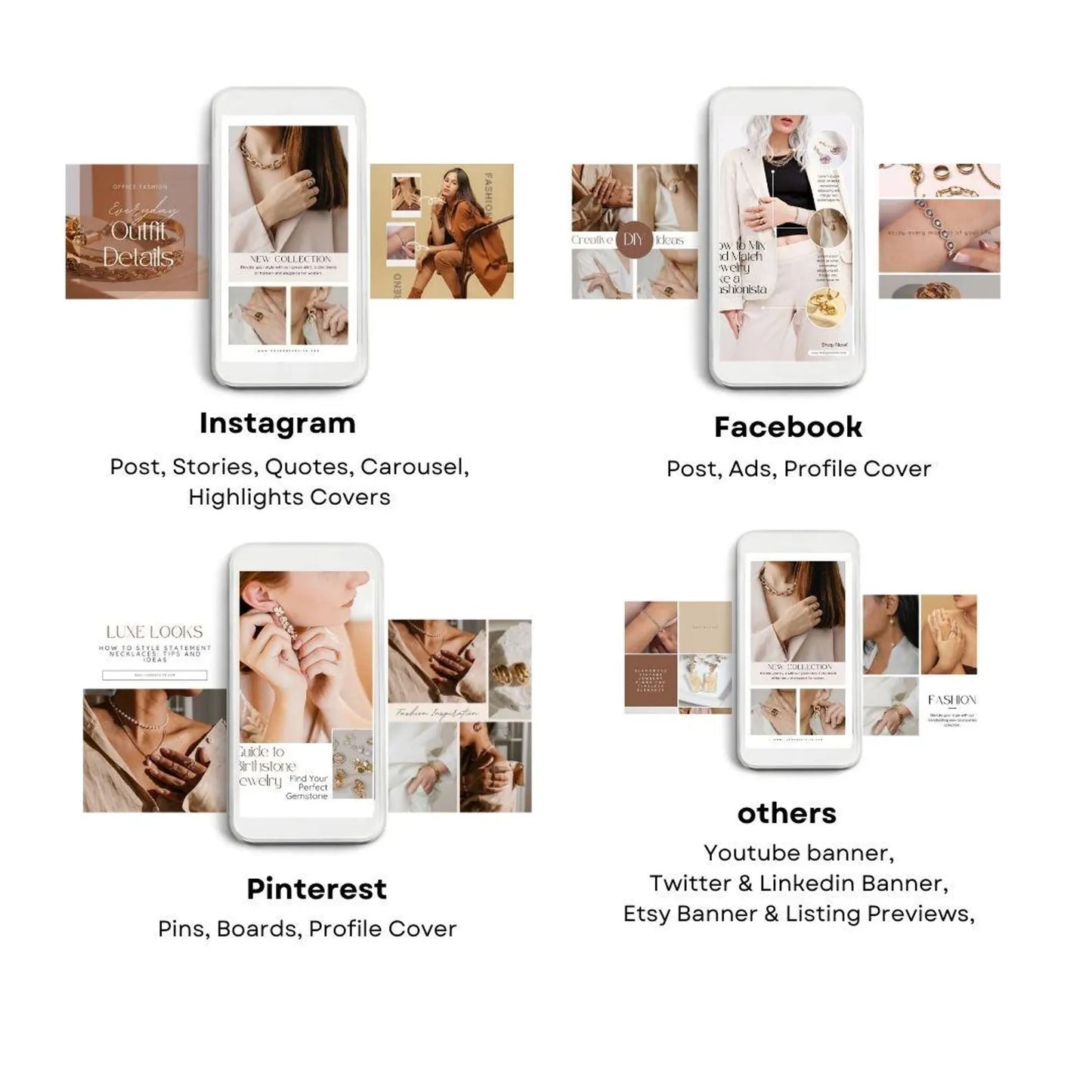 Jewelry Branding Kit, Brand Stationary Bundle, Beige Aesthetic Jewelry kit, Editable Canva Template, Branding kit for Jewelry Business