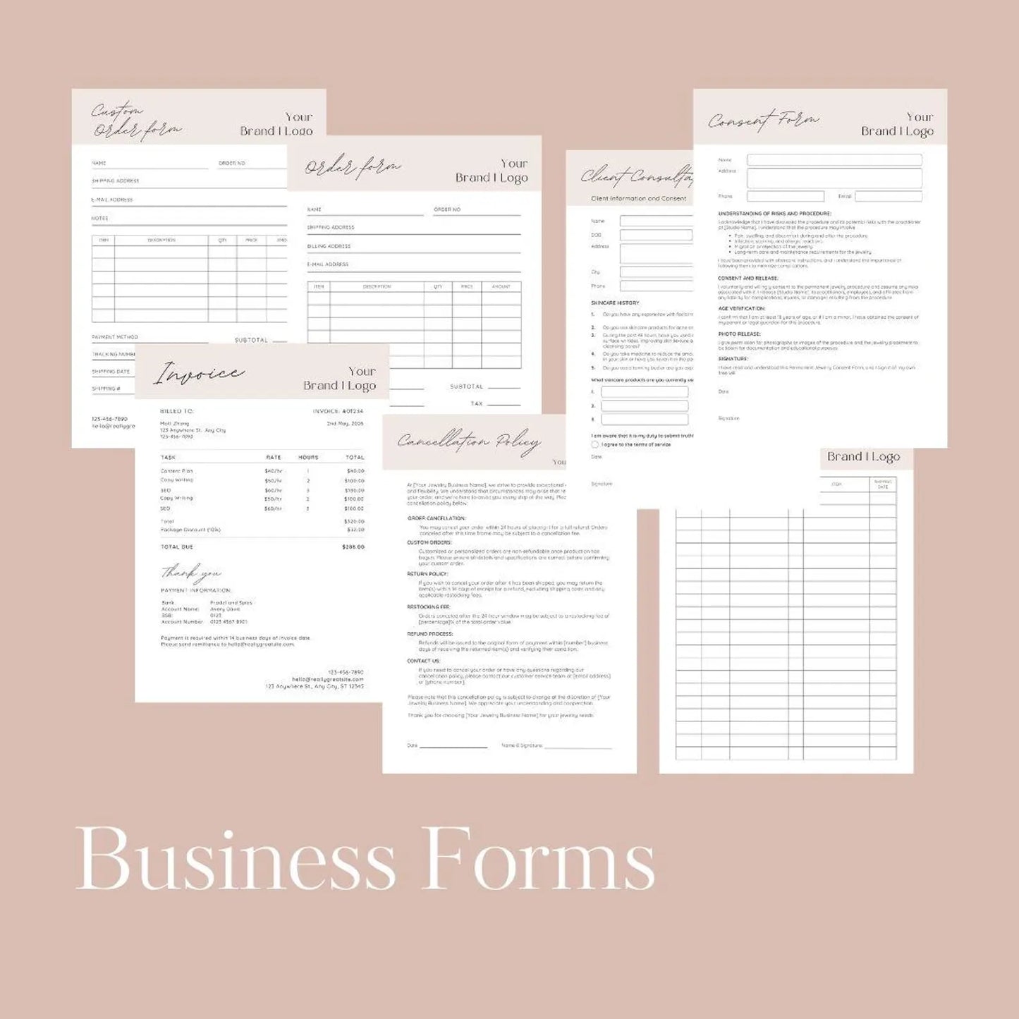 Jewelry Branding Kit, Brand Stationary Bundle, Beige Aesthetic Jewelry kit, Editable Canva Template, Branding kit for Jewelry Business