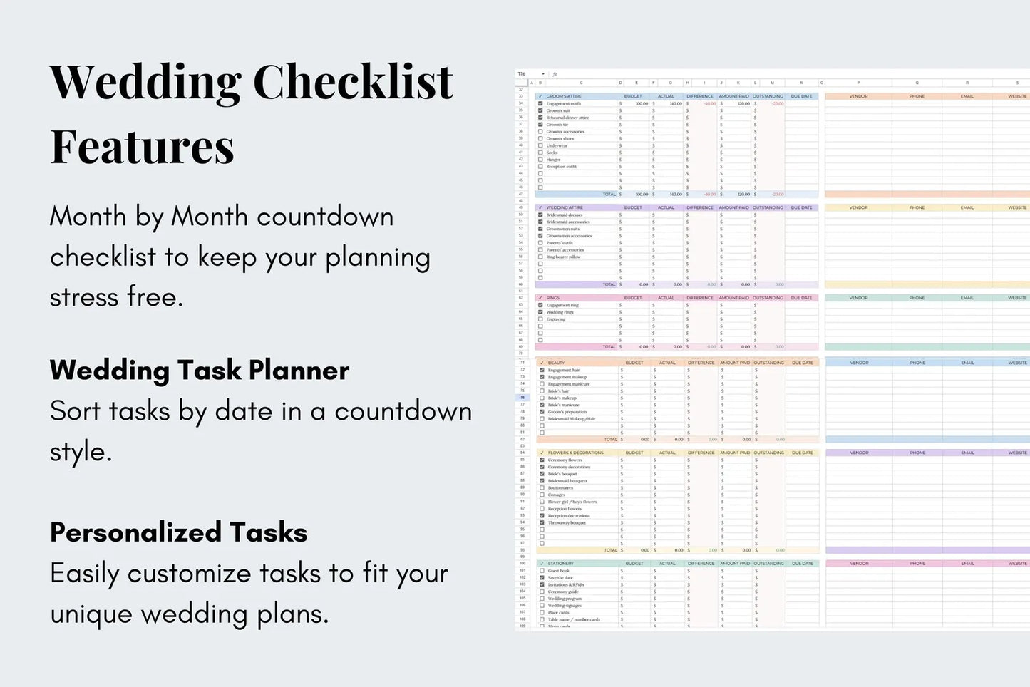 Wedding Planner Budget Tracker - Google Sheets