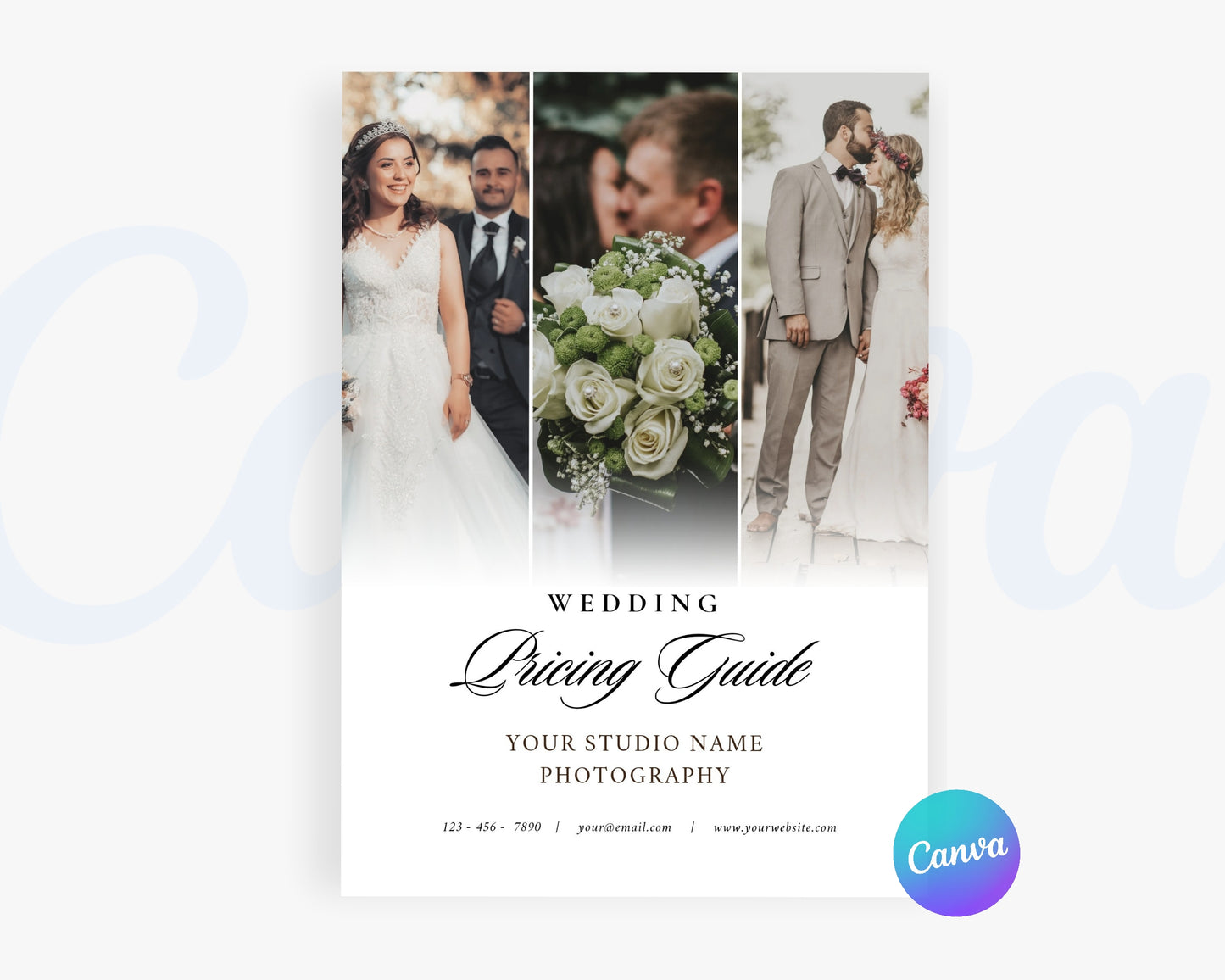 Photography Pricing Guide, Wedding Photography Price List, Edit in Canva - PDP06