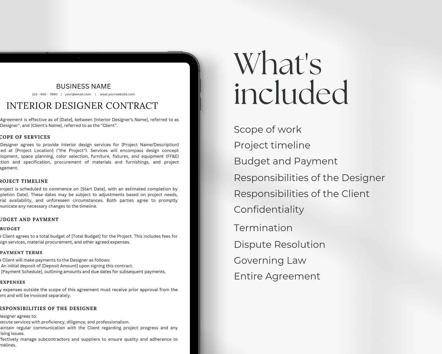 Interior Designer Printable Form, Edit in Canva, Digital