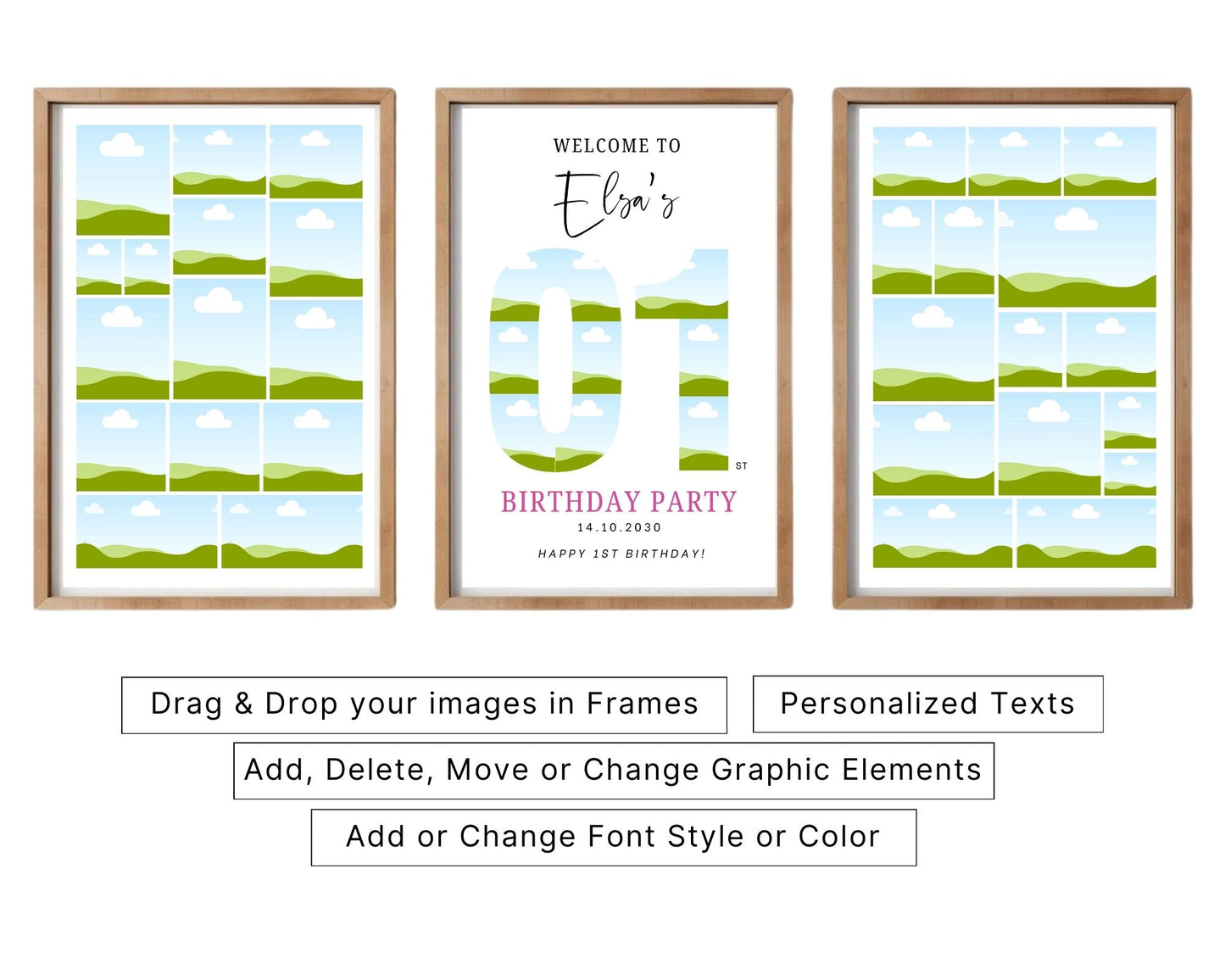 EDITABLE 26 Photo Collage, Welcome Sign, Canva, DIGITAL