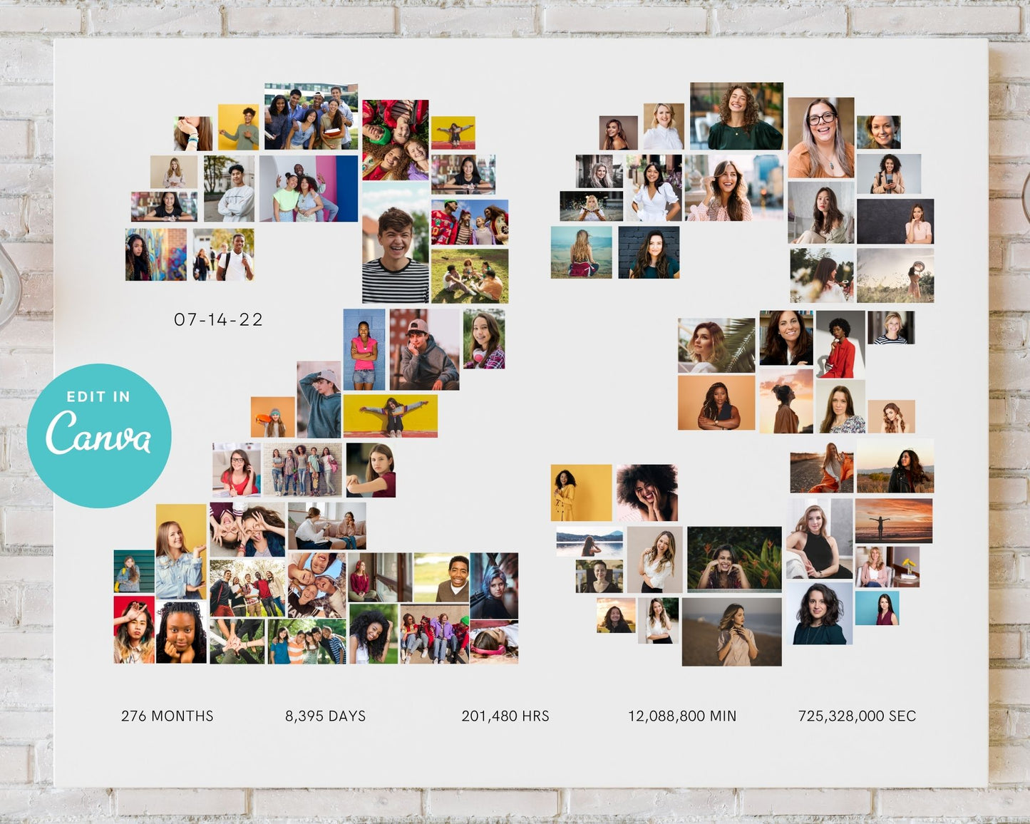 Personalized 1-100 Number Photo Collage, Perfect for Any Occasions,  Made-to-order download